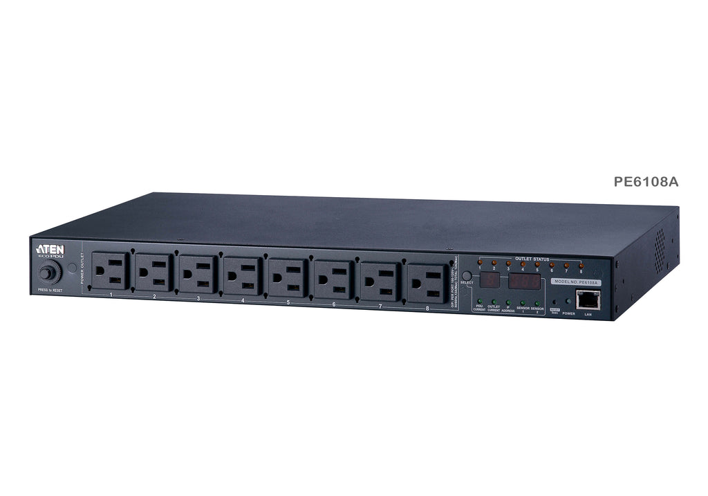 PE6108G 1U 10A 8 Outlet Switch Bank Met